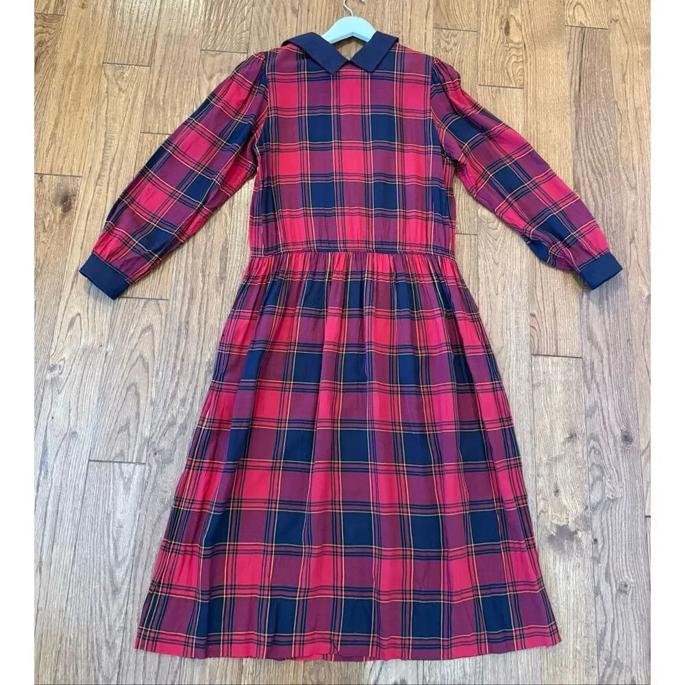 Lanz Vintage plaid Peter pan collar a-line dress size 14